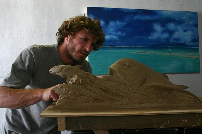 21. Chris working on an intricate clay model